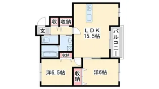 リガーレ天神東A【1階】の間取り