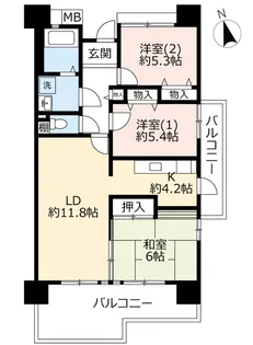 URルゼフィール潮江【6階】の間取り