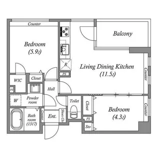 レジデンス渋谷富ヶ谷(Residence Shibuya Tomiga【2階】の間取り
