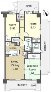 クリオ北野壱番館【10階】の間取り