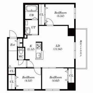UranosS11(ウラノスエスジュウイチ)【6階】の間取り