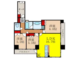 ジオ阪急池田満寿美町ソシア【7階】の間取り