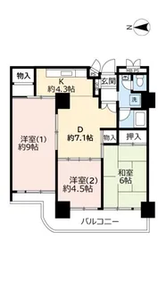UR武庫川【5階】の間取り