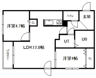 コートロティS21・B【3階】の間取り