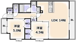 スプランディッド天王寺SOUTH【4階】の間取り