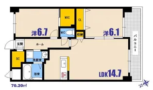 シャルマン庚午北【9階】の間取り