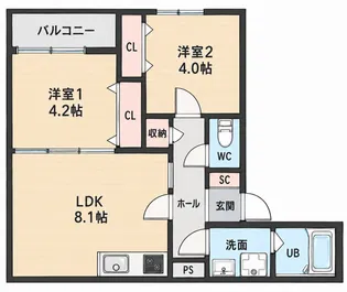 アート萱島East A【3階】の間取り