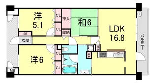 コスモ垂水旭が丘【4階】の間取り