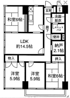 グランドール武戸野【10階】の間取り