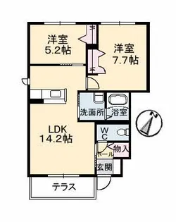 プリムべール城東 弐番館【1階】の間取り