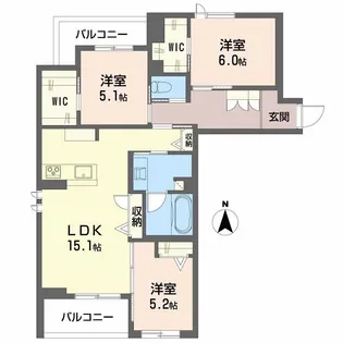 リヴィエール富沢【3階】の間取り