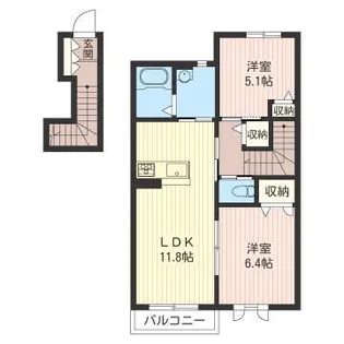 ボタンヴュー(ShaMaison)D【2階】の間取り
