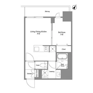 オープンブルーム伊勢佐木町【8階】の間取り