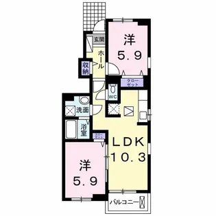 コンフォーティア鮎喰【1階】の間取り