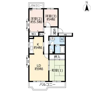 UR浜見平【4階】の間取り
