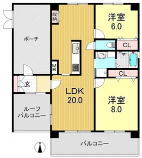 ガーデンハイツ加美B棟【7階】の間取り