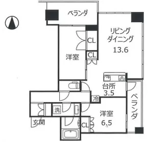エルグレースタワー大阪同心【24階】の間取り