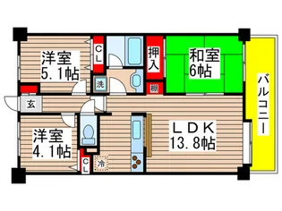 グリ-ンパ-ク船橋【11階】の間取り
