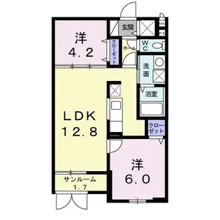 カーサ デ ロア【1階】の間取り
