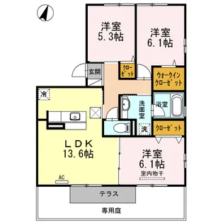 シャルムサール B棟【1階】の間取り