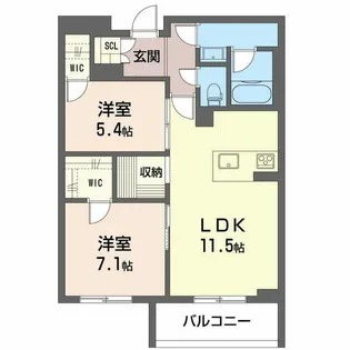 ドウェル グランデール【2階】の間取り