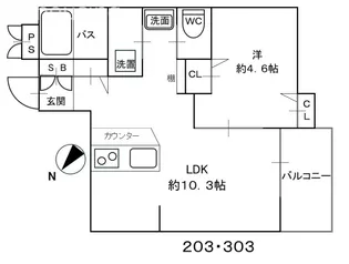 エシュロン【3階】の間取り