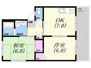 城山ハイツ A棟【1階】の間取り