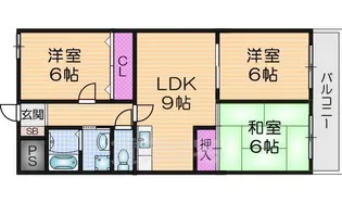 シャトー東寝屋川【4階】の間取り