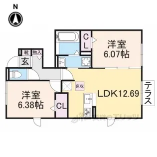 ルミエールかみや【1階】の間取り