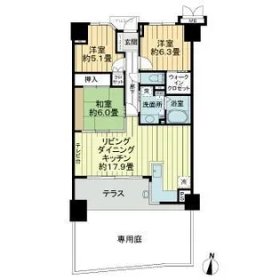サーパス南城内【1階】の間取り