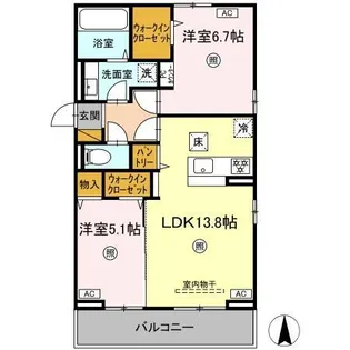 La mer 鴨川【1階】の間取り