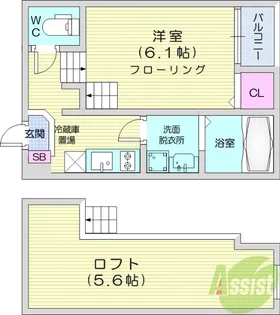 ハーモニーテラス五十人町【1階】の間取り