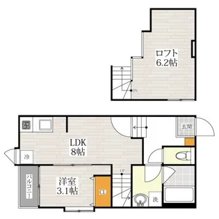 メゾンドバロン諸岡【2階】の間取り