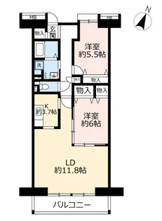 UR白鳥パークハイツ大宝【2階】の間取り