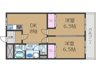 千里丘KMハイツ【2階】の間取り