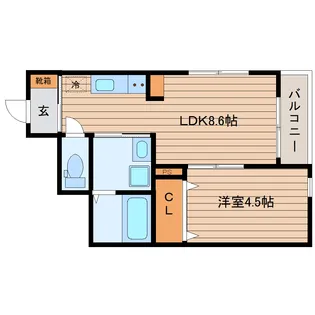 サムズアップ名取【1階】の間取り