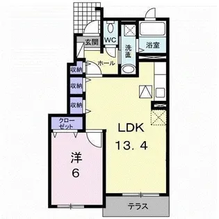 テン・リバーD【1階】の間取り