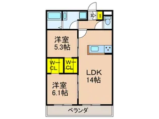 ソルサリエンテくずは【1階】の間取り