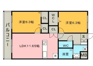デ・ゾンカタブチ【2階】の間取り