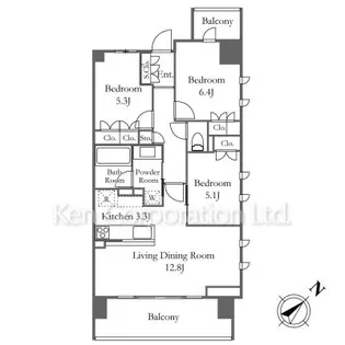 プレミスト横浜ポートサイド【7階】の間取り