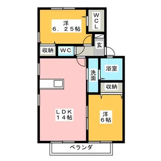 アトランティスK A棟【2階】の間取り
