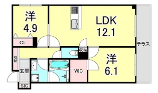 シャーメゾンガーデンズ旭が丘II【1階】の間取り