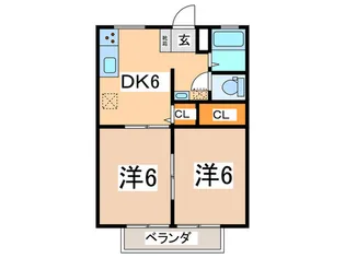 サンシャインハイツB【2階】の間取り