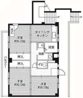 ビレッジハウス郷地6号棟【2階】の間取り