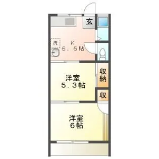 奥田ハイツ【1階】の間取り