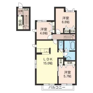 El cielo azul F棟【2階】の間取り