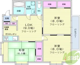 ローレンスパークB【2階】の間取り