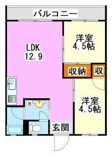 パサージュ新町II【1階】の間取り