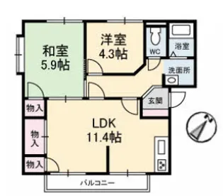 コートハウスコスモスC【2階】の間取り