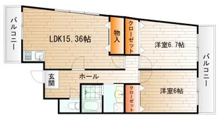 2LDKの間取り画像